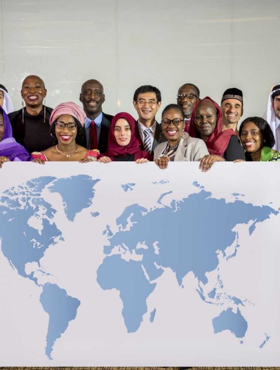 Diverse People Show World Map Board Placard